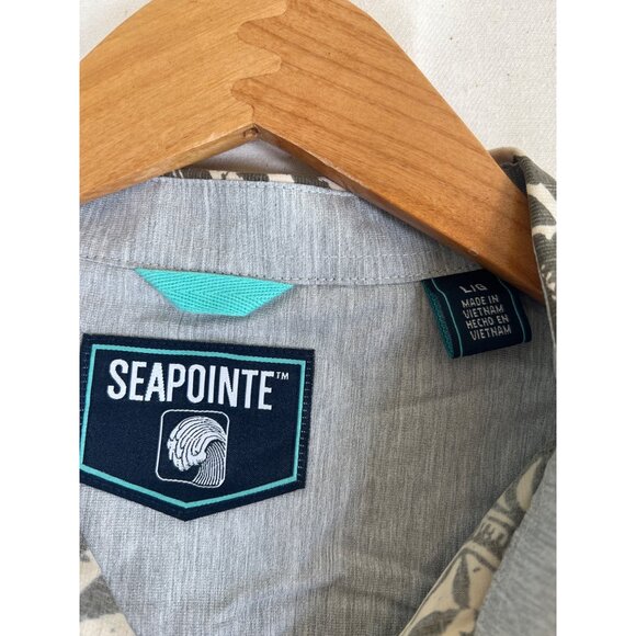 NWT Seapointe Mens Size L Natural Tan Casual Camp Shirt S/S Modal Blend Tropical - Picture 4 of 11